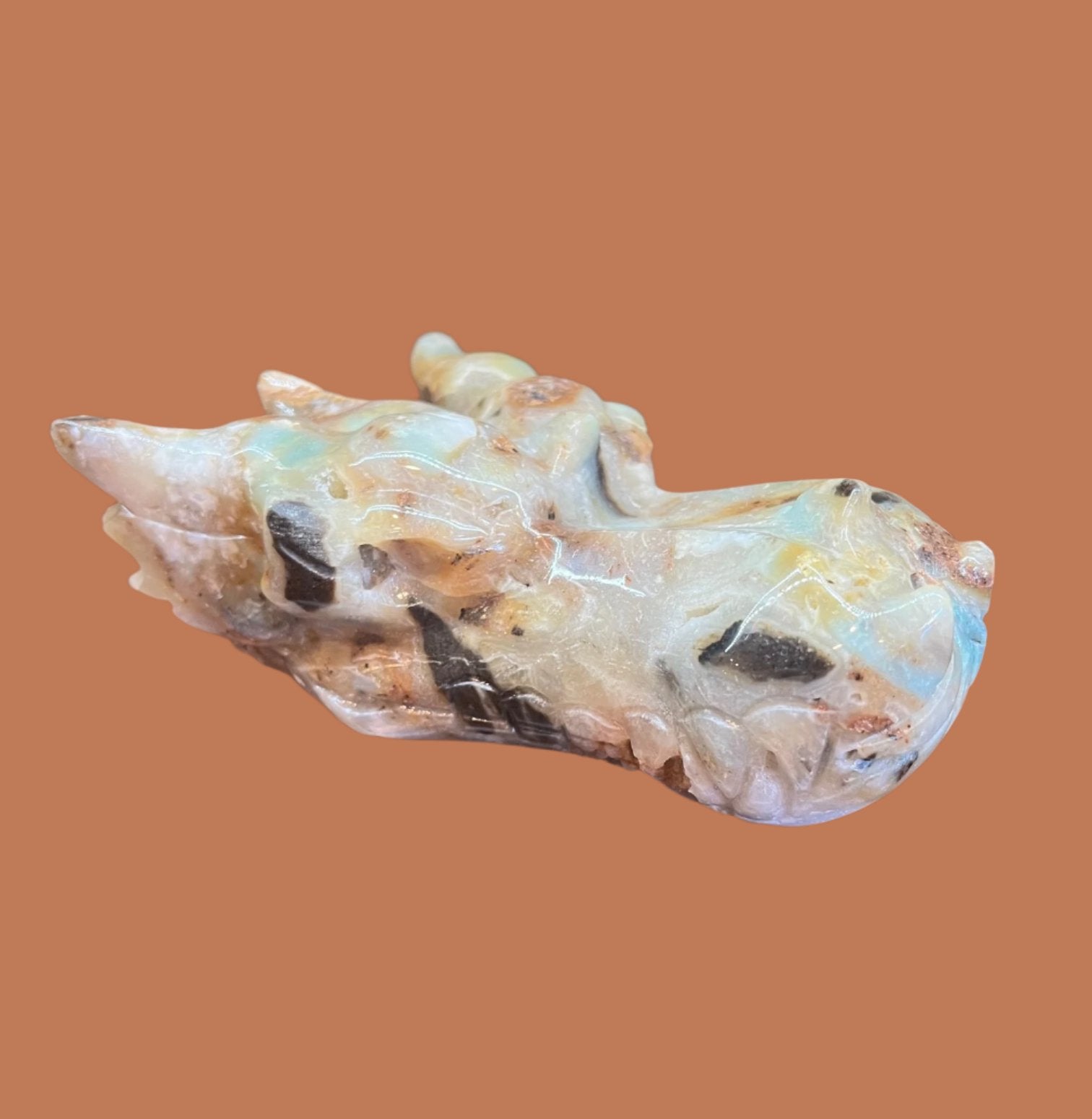 Caribbean Calcite Dragon Head Carving