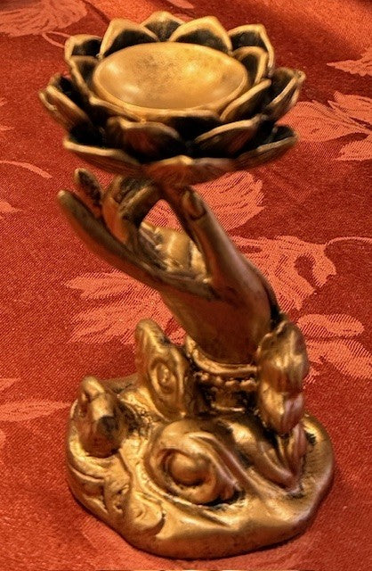 Bronze Resin Lotus Sphere Stand