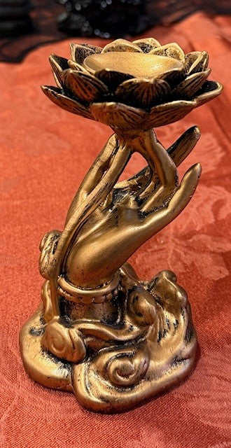 Bronze Resin Lotus Sphere Stand