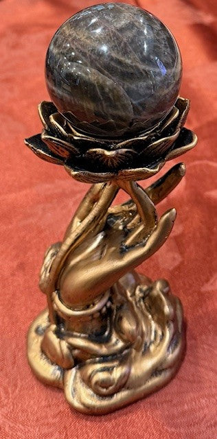 Bronze Resin Lotus Sphere Stand